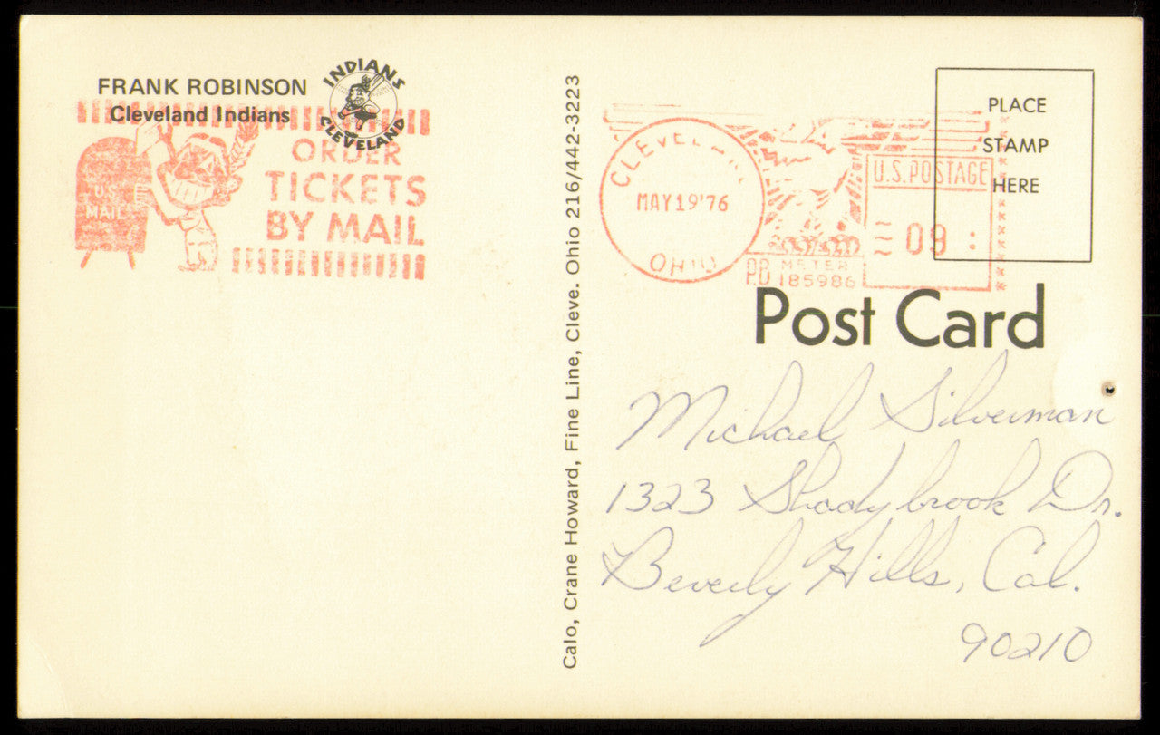 Frank Robinson Autographed 3x5.5 Postcard Cleveland Indians (Pin Hole) SKU #255463