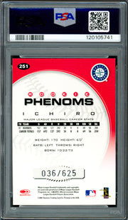 Ichiro Suzuki Autographed 2001 Donruss Class 01 Rookie Card #251 Seattle Mariners PSA 7 Auto Grade Gem Mint 10 #36/625 PSA/DNA #120105741