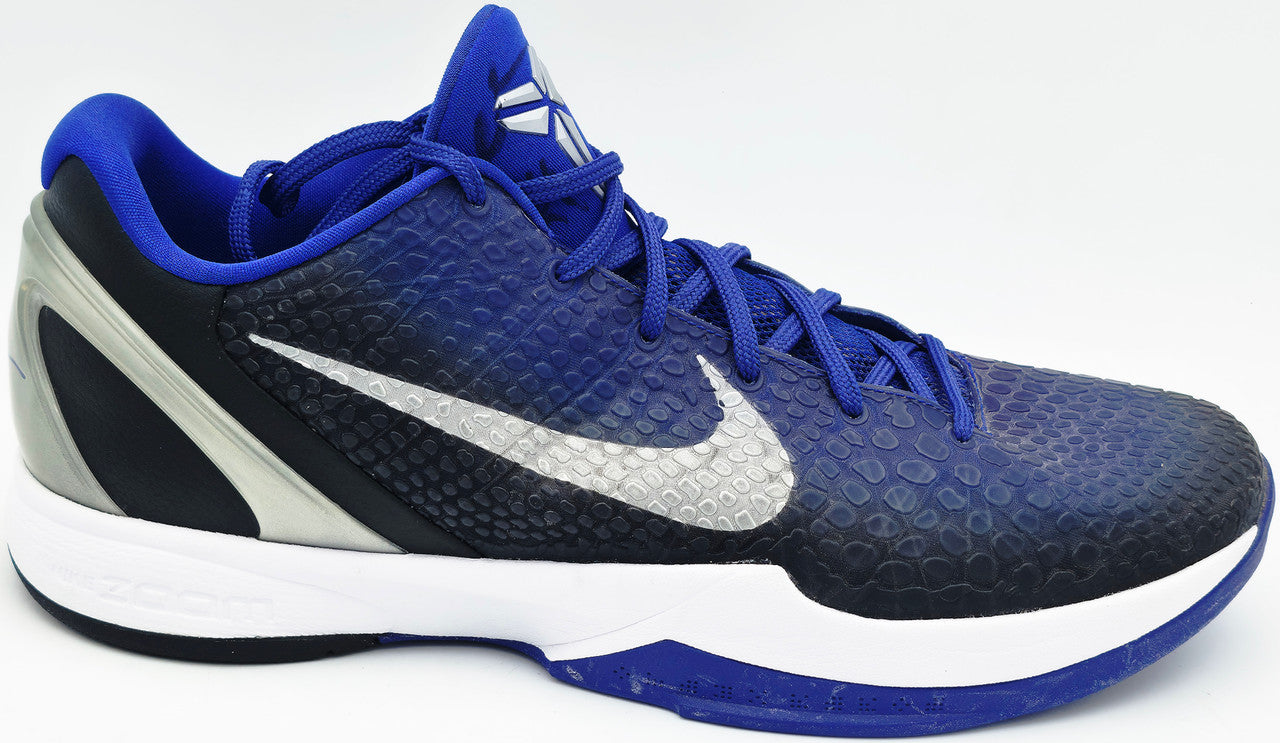 Kobe Bryant Autographed Black/Blue 2011-12 Nike Team Issued Kobe VI Shoes Los Angeles Lakers (Dual Signed) Size 14 PSA/DNA #AO05385 & AO05386