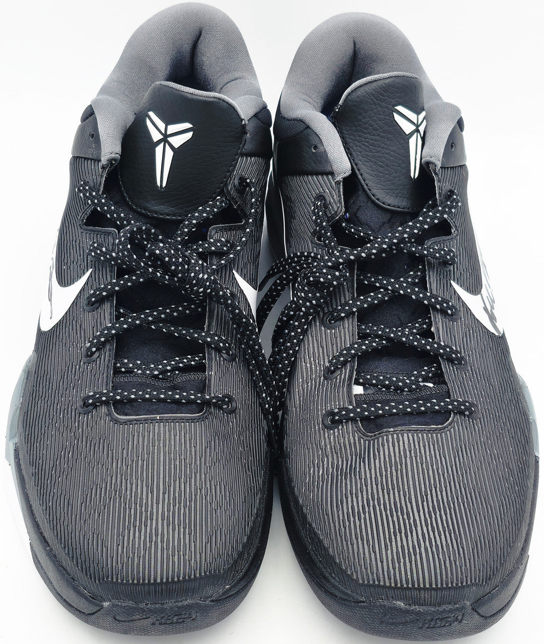 Kobe Bryant Autographed Black/Grey 2011-12 Nike Kobe VII Shoes Los Angeles Lakers (Dual Signed) Size 14 #4/8 Panini Holo #PA16640