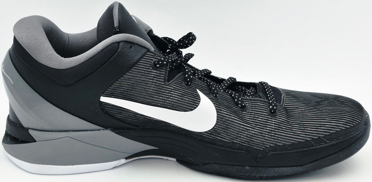 Kobe Bryant Autographed Black/Grey 2011-12 Nike Kobe VII Shoes Los Angeles Lakers (Dual Signed) Size 14 #4/8 Panini Holo #PA16640