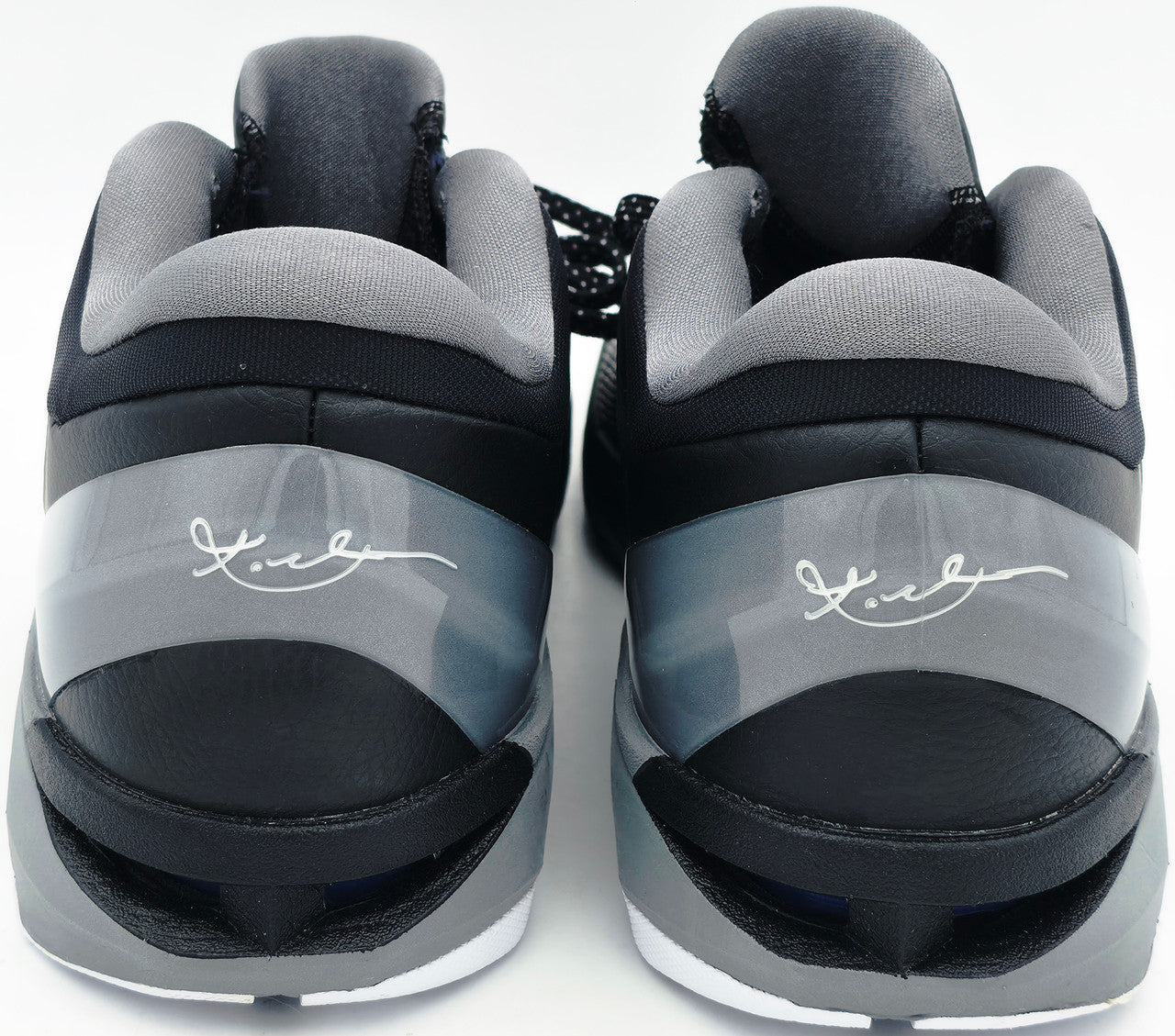 Kobe Bryant Autographed Black/Grey 2011-12 Nike Kobe VII Shoes Los Angeles Lakers (Dual Signed) Size 14 #4/8 Panini Holo #PA16640