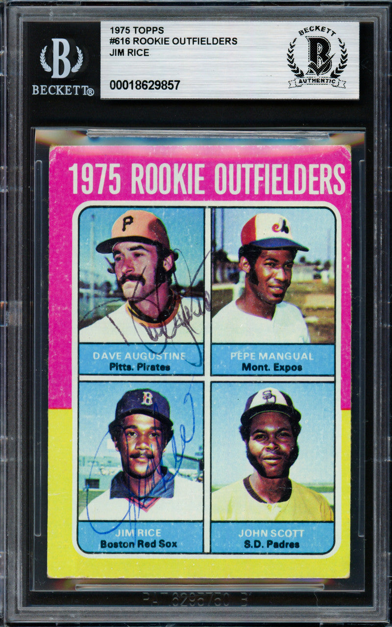 Jim Rice & Dave Augustine Autographed 1975 Topps Rookie Card #616 Beckett BAS #18629857