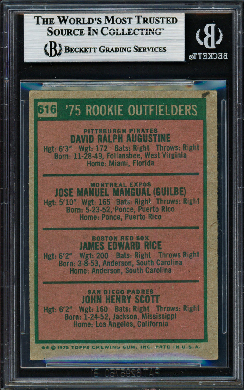 Jim Rice & Dave Augustine Autographed 1975 Topps Rookie Card #616 Beckett BAS #18629857