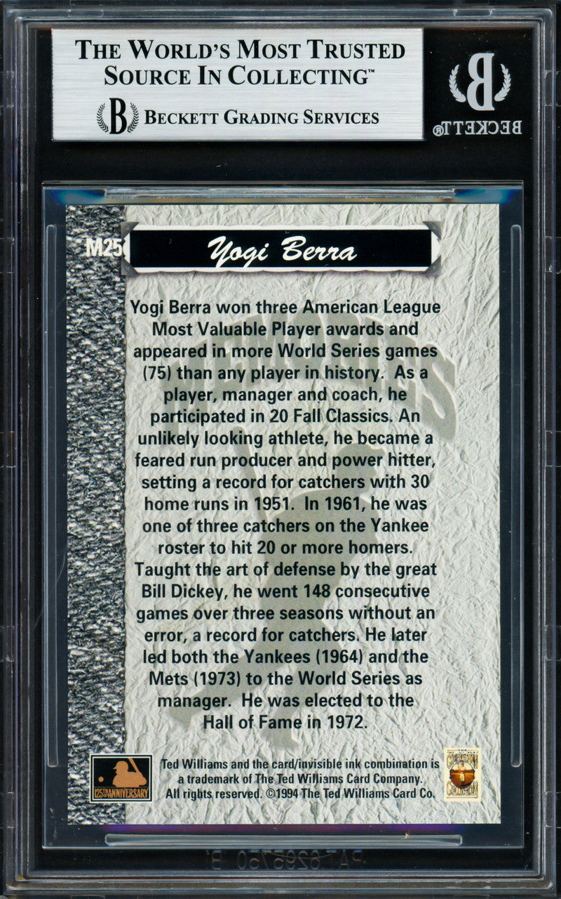 Yogi Berra Autographed 1994 Ted Williams Card #M25 New York Yankees Beckett BAS #18628565