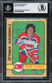 Ron Climie Autographed 1972-73 O Pee Chee Card #318 Ottawa Nationals Beckett BAS #18628596