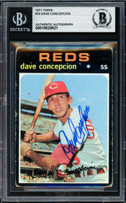 Dave Concepcion Autographed 1971 Topps Rookie Card #14 Cincinnati Reds Beckett BAS #18628621