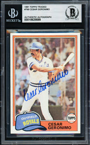 Cesar Geronimo Autographed 1981 Topps Traded Card #766 Kansas City Royals Beckett BAS #18628699