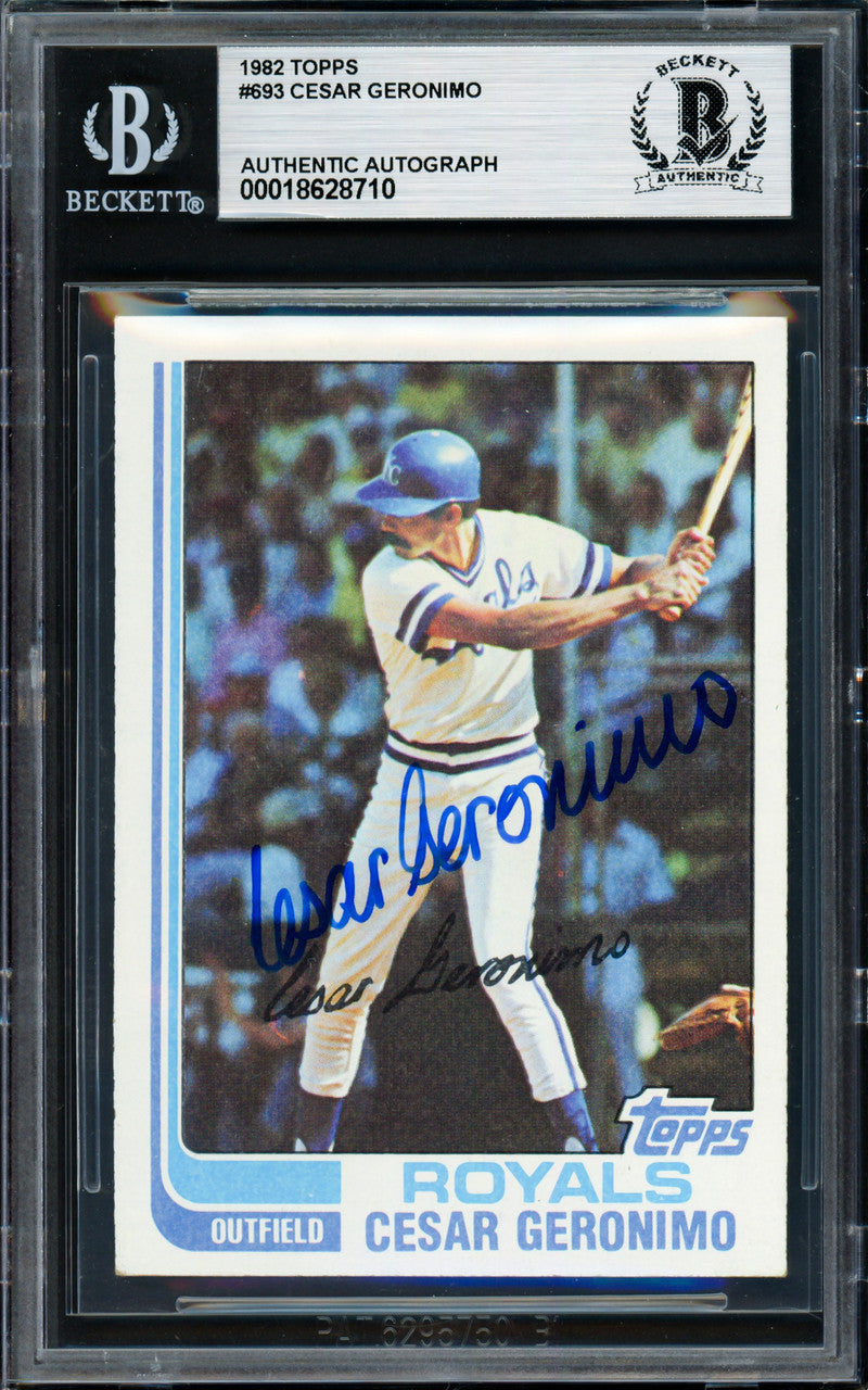 Cesar Geronimo Autographed 1982 Topps Card #693 Kansas City Royals Beckett BAS #18628710