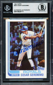Cesar Geronimo Autographed 1982 Topps Card #693 Kansas City Royals Beckett BAS #18628711