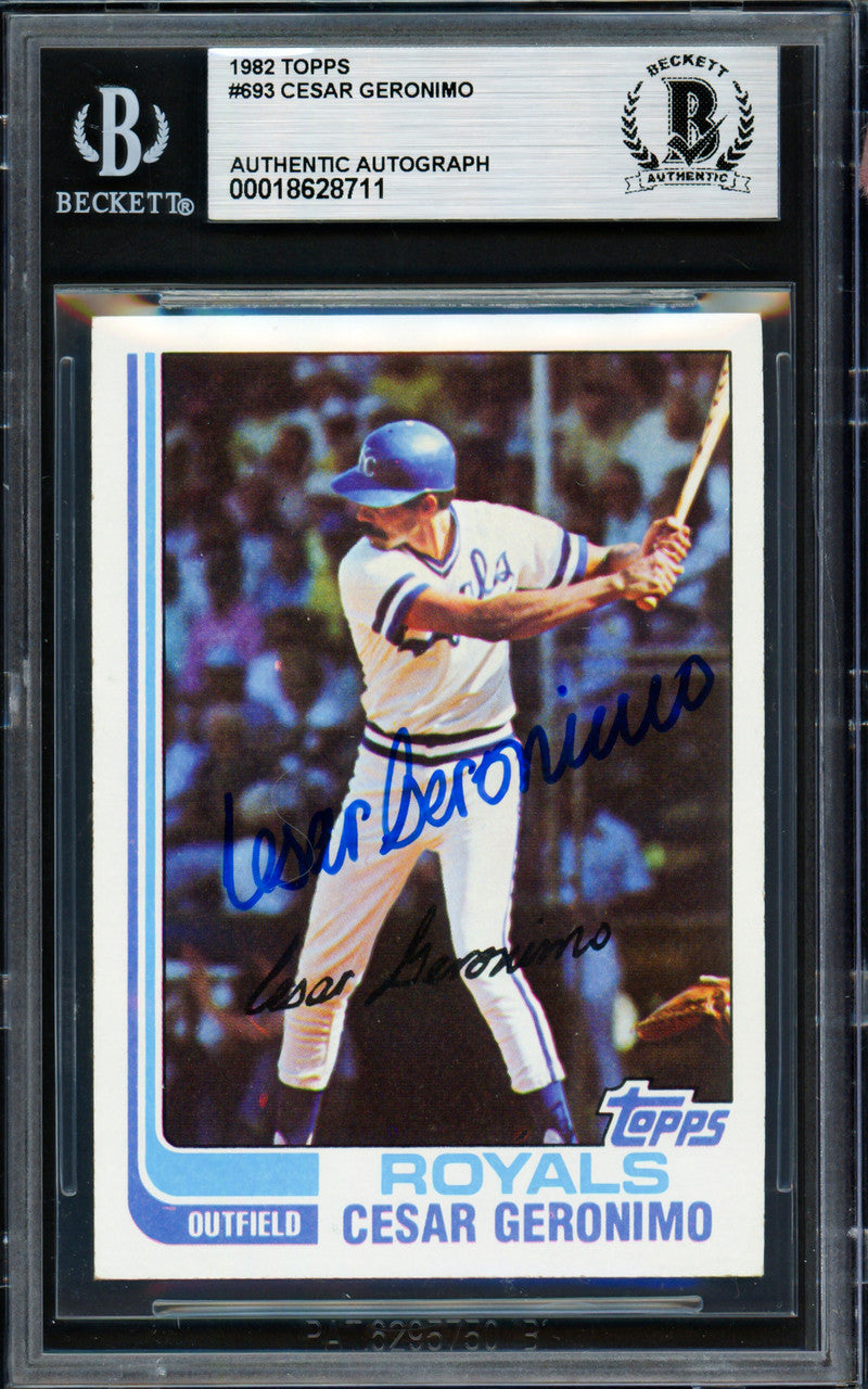 Cesar Geronimo Autographed 1982 Topps Card #693 Kansas City Royals Beckett BAS #18628711