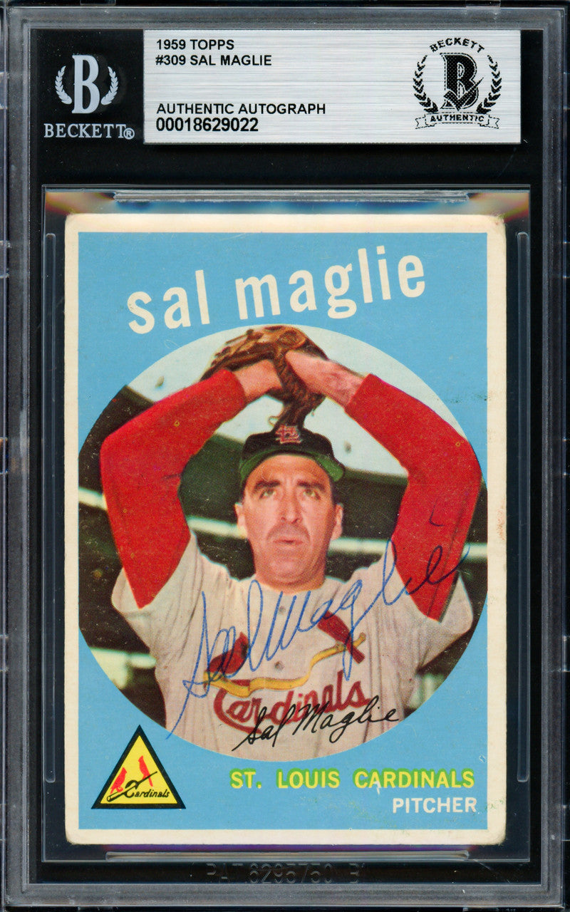 Sal Maglie Autographed 1959 Topps Card #309 St. Louis Cardinals Beckett BAS #18629022