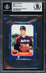 Nolan Ryan Autographed 1986 Fleer Mini Card #65 Houston Astros Beckett BAS #18629927
