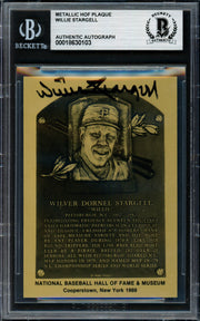 Willie Stargell Autographed 1989 2.5x3.5 Hall of Fame Metal Plaque Card Pittsburgh Pirates Beckett BAS #18630103