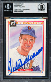 Ted Williams Autographed 1983 Donruss Hall of Fame Heroes Card #9 Boston Red Sox Beckett BAS #18629557