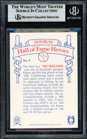 Ted Williams Autographed 1983 Donruss Hall of Fame Heroes Card #9 Boston Red Sox Beckett BAS #18629557
