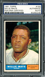Willie Mays Autographed 1961 Topps Card #150 San Francisco Giants PSA/DNA #83282238