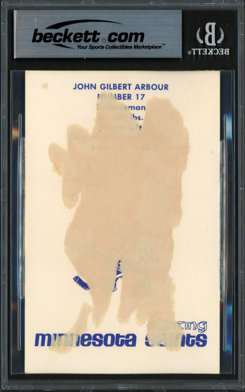 John Arbour Autographed 1972-73 3.5x5.5 Team Issued Photo Minnesota Fighting Saints (Back Damage) Beckett BAS #18630714