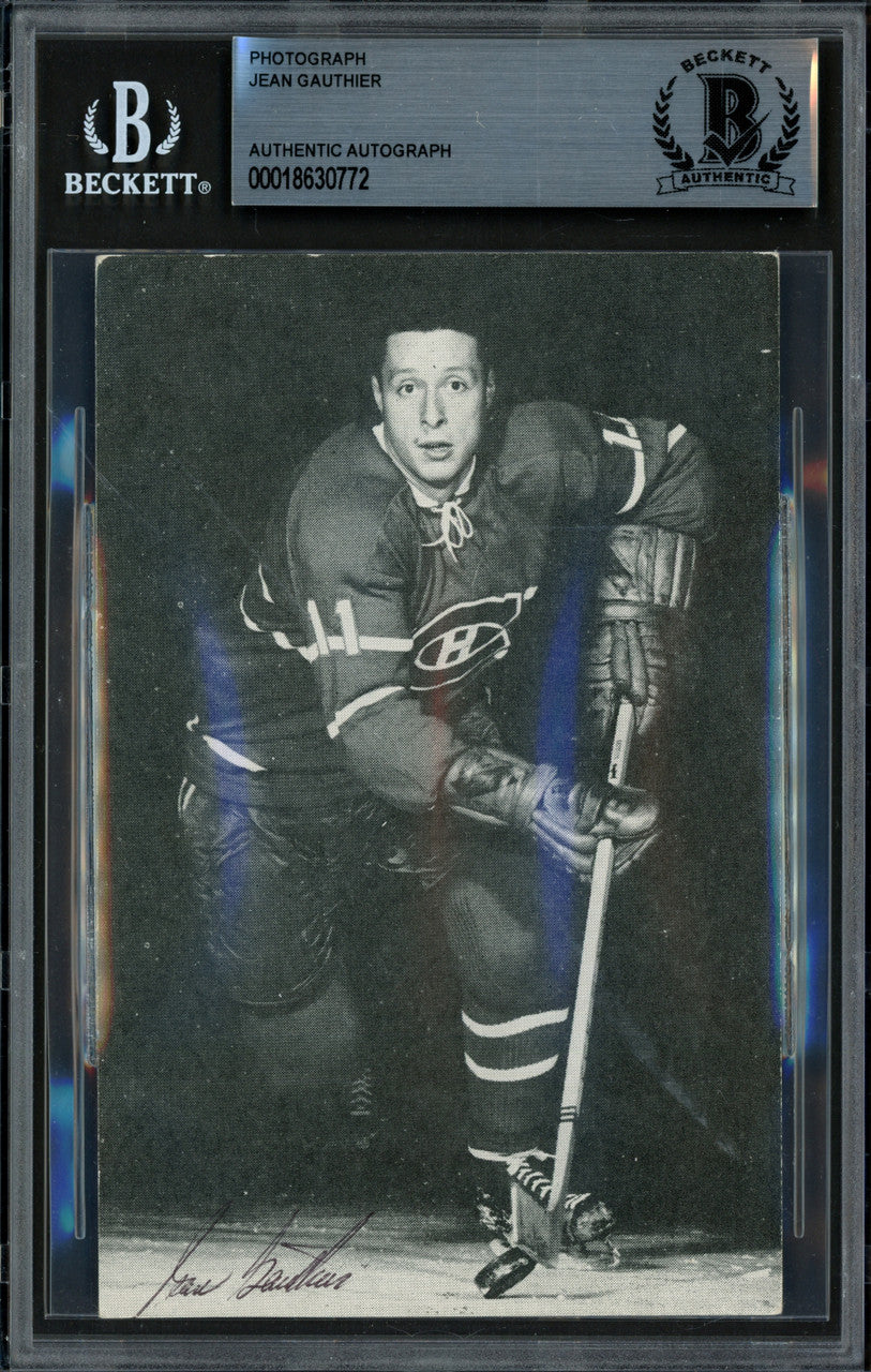 Jean Gauthier Autographed 3.5x5.5 Postcard Montreal Canadiens Beckett BAS #18630772