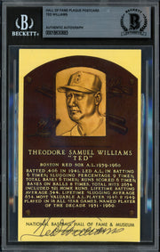 Ted Williams Autographed Hall of Fame Plaque Postcard Boston Red Sox Beckett BAS #18630885