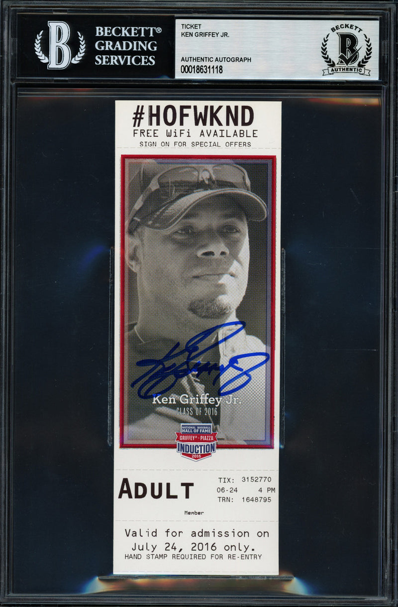 Ken Griffey Jr. Autographed 2016 Hall of Fame Induction Ticket Seattle Mariners Beckett BAS #18631118