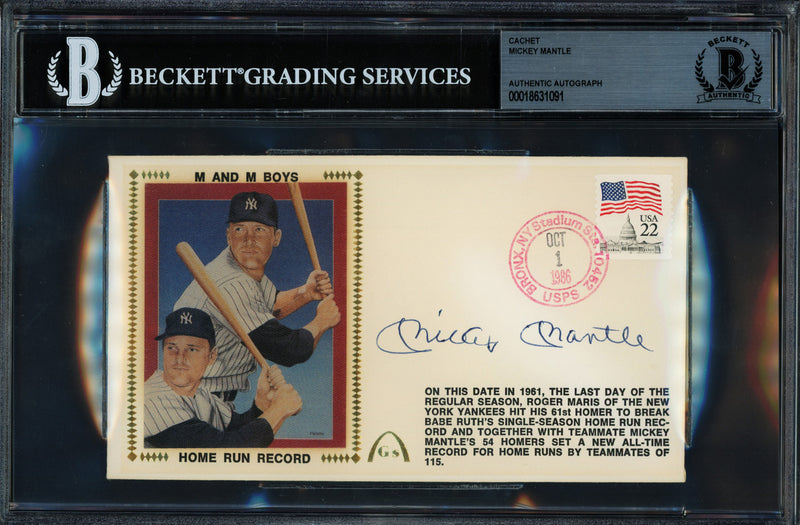 Mickey Mantle Autographed 1986 First Day Cover New York Yankees Beckett BAS #18631091