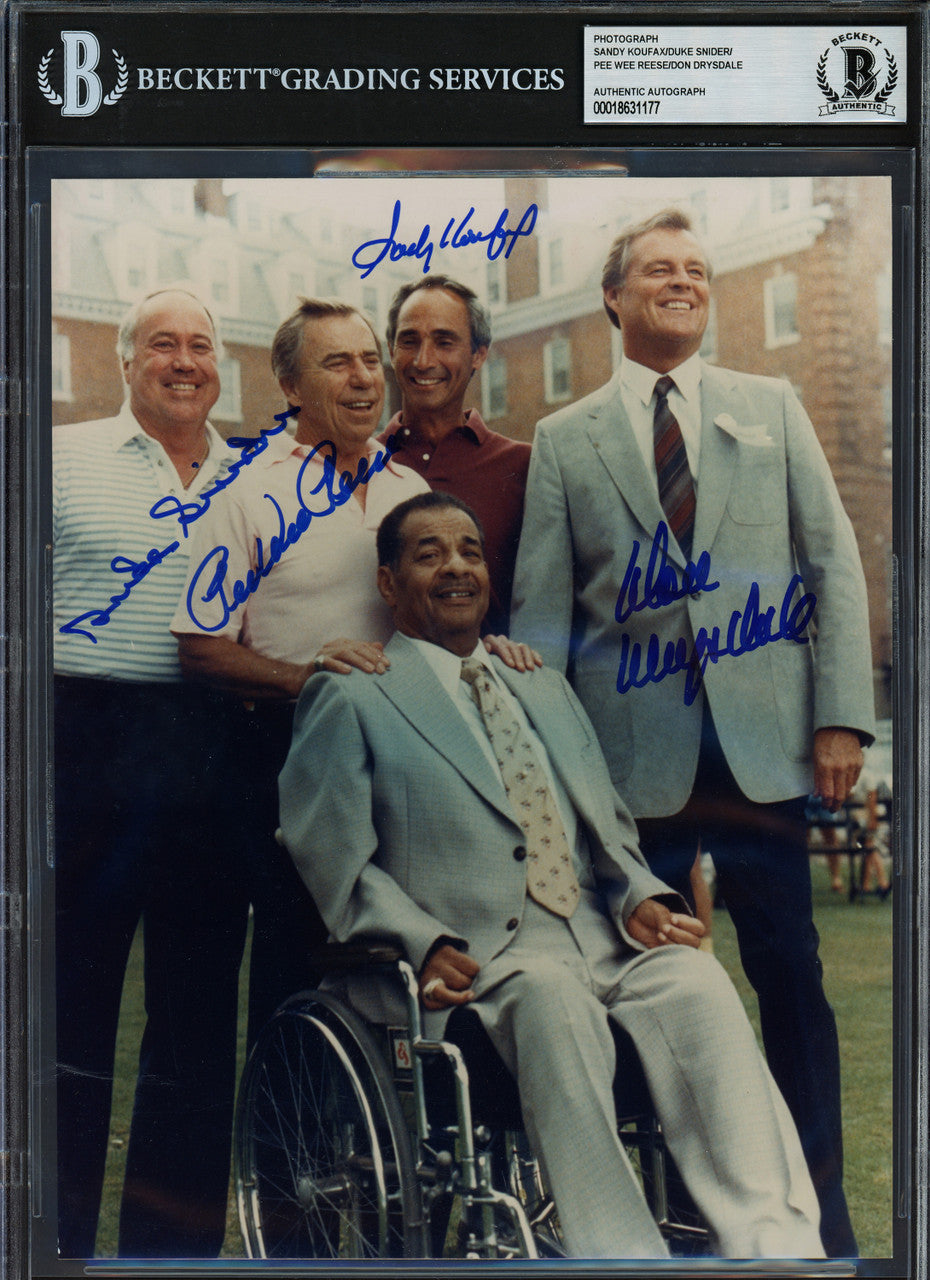 Los Angeles Hall of Famers Autographed 8x10 Photo Brooklyn Dodgers With 4 Signatures Including Sandy Koufax Beckett BAS #18631177