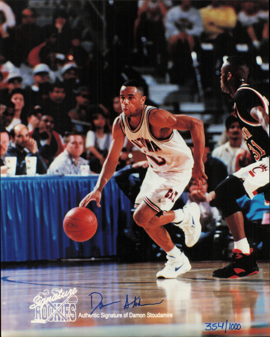 Damon Stoudamire Autographed Signature Rookies 8x10 Photo Arizona Wildcats #354/1000 SKU #257330