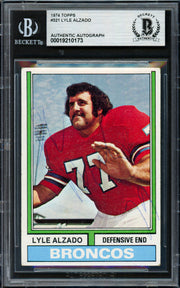 Lyle Alzado Autographed 1974 Topps Card #321 Denver Broncos Beckett BAS #19210173