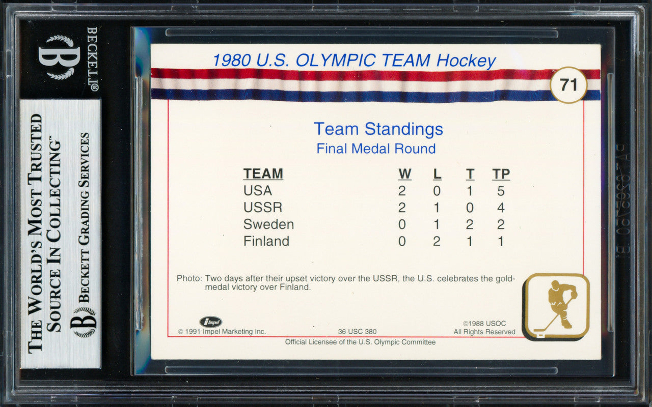 Herb Brooks Autographed 1991 Impel Card #71 1980 Team USA "Gold" Beckett BAS #19210185