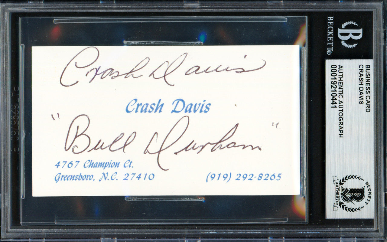 Crash Davis Autographed Business Card Philadelphia A's "Bull Durham" Beckett BAS #19210441