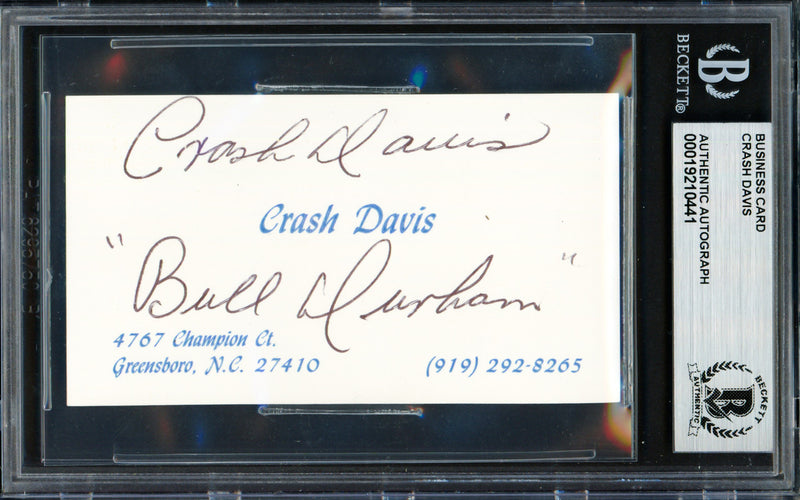 Crash Davis Autographed Business Card Philadelphia A's "Bull Durham" Beckett BAS #19210441