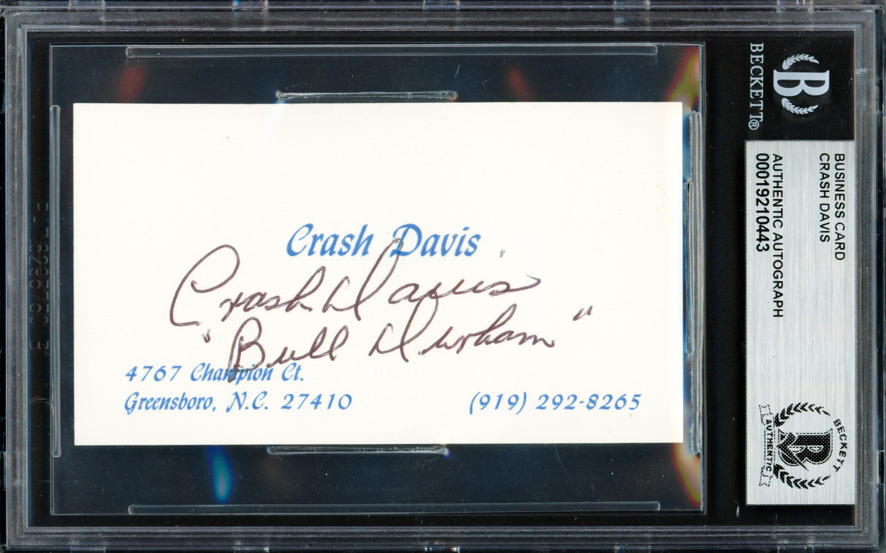 Crash Davis Autographed Business Card Philadelphia A's "Bull Durham" Beckett BAS #19210443