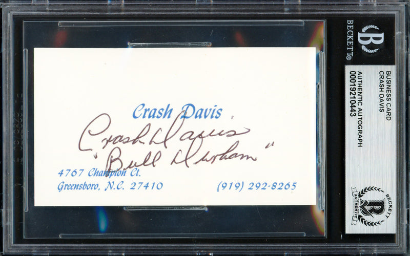 Crash Davis Autographed Business Card Philadelphia A's "Bull Durham" Beckett BAS #19210443