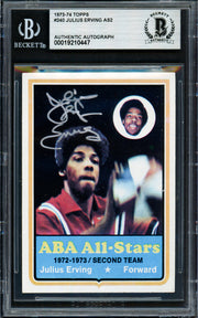 Julius Dr. J Erving Autographed 1973-74 Topps Card #240 Virginia Squires Beckett BAS #19210447