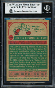 Julius Dr. J Erving Autographed 1973-74 Topps Card #240 Virginia Squires Beckett BAS #19210447
