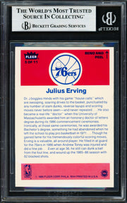 Julius Dr. J Erving Autographed 1986-87 Fleer Sticker Card #5 Philadelphia 76ers Beckett BAS #19210673
