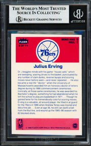 Julius Dr. J Erving Autographed 1986-87 Fleer Sticker Card #5 Philadelphia 76ers Beckett BAS #19210677