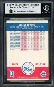 Julius Dr. J Erving Autographed 1987-88 Fleer Card #35 Philadelphia 76ers Beckett BAS #19210679