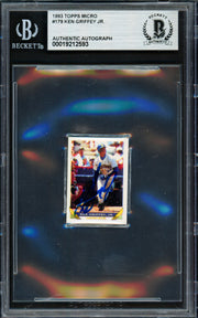 Ken Griffey Jr. Autographed 1993 Topps Micro Card #179 Seattle Mariners Beckett BAS #19212593