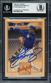 Ken Griffey Jr. Autographed 1996 Leaf Lumberjack Sample Card #1 Seattle Mariners Beckett BAS #19203195