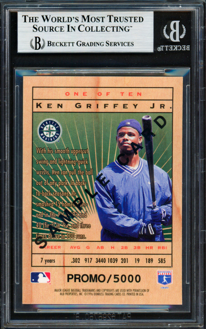 Ken Griffey Jr. Autographed 1996 Leaf Lumberjack Sample Card #1 Seattle Mariners Beckett BAS #19203195