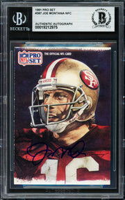 Joe Montana Autographed 1991 Pro Set Card #387 San Francisco 49ers Beckett BAS #19212975