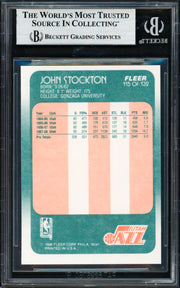 John Stockton Autographed 1988-89 Fleer Rookie Card #115 Utah Jazz Beckett BAS #19213099