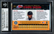 Ichiro Suzuki Autographed 2001 eTopps Rookie Card #100 Seattle Mariners "01 ROY/MVP" Beckett BAS #19214041