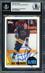 Doug Wickenheiser Autographed 1987-88 Topps Card #193 St. Louis Blues Beckett BAS #19208351