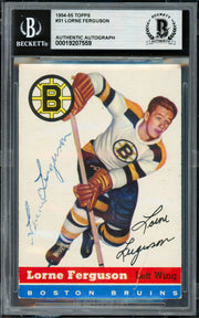 Lorne Ferguson Autographed 1954-55 Topps Card #31 Boston Bruins Beckett BAS #19207559