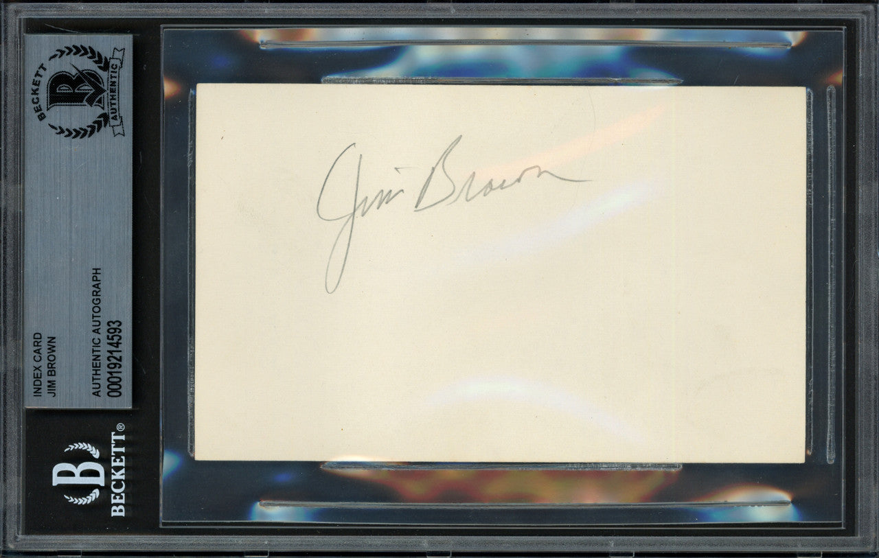 Jim Brown Autographed 3x5 Index Card Cleveland Browns Beckett BAS #19214593
