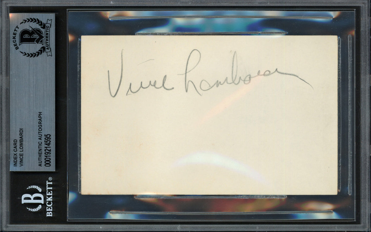 Vince Lombardi Autographed 3x5 Index Card Green Bay Packers Beckett BAS #19214595