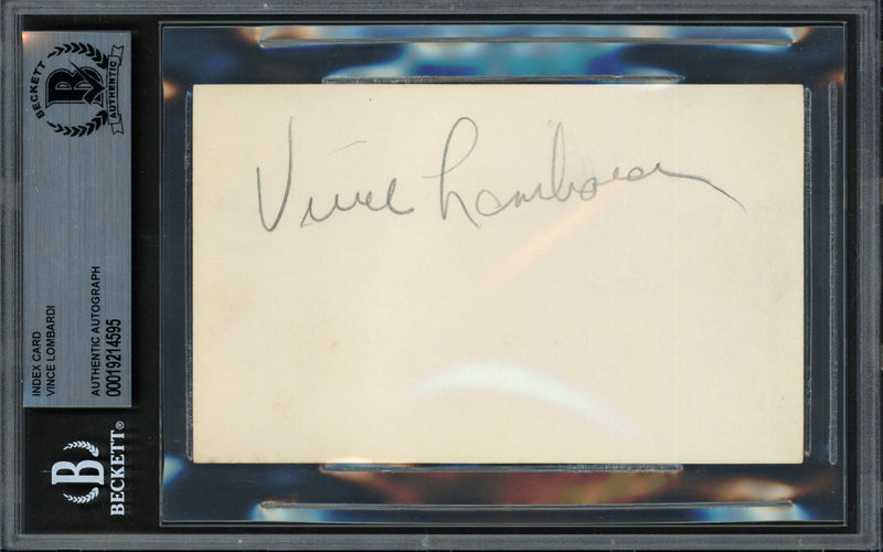 Vince Lombardi Autographed 3x5 Index Card Green Bay Packers Beckett BAS #19214595